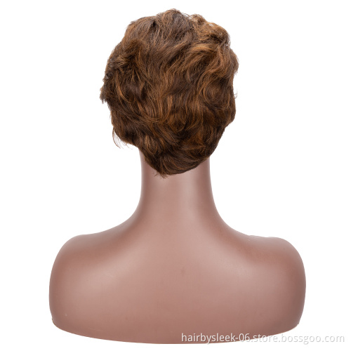 Rebecca Fashion Dark brown Short Straight Wigs For Black Women Hd Lace Wig Pixie Cut Human Hair Front Lace Wigs